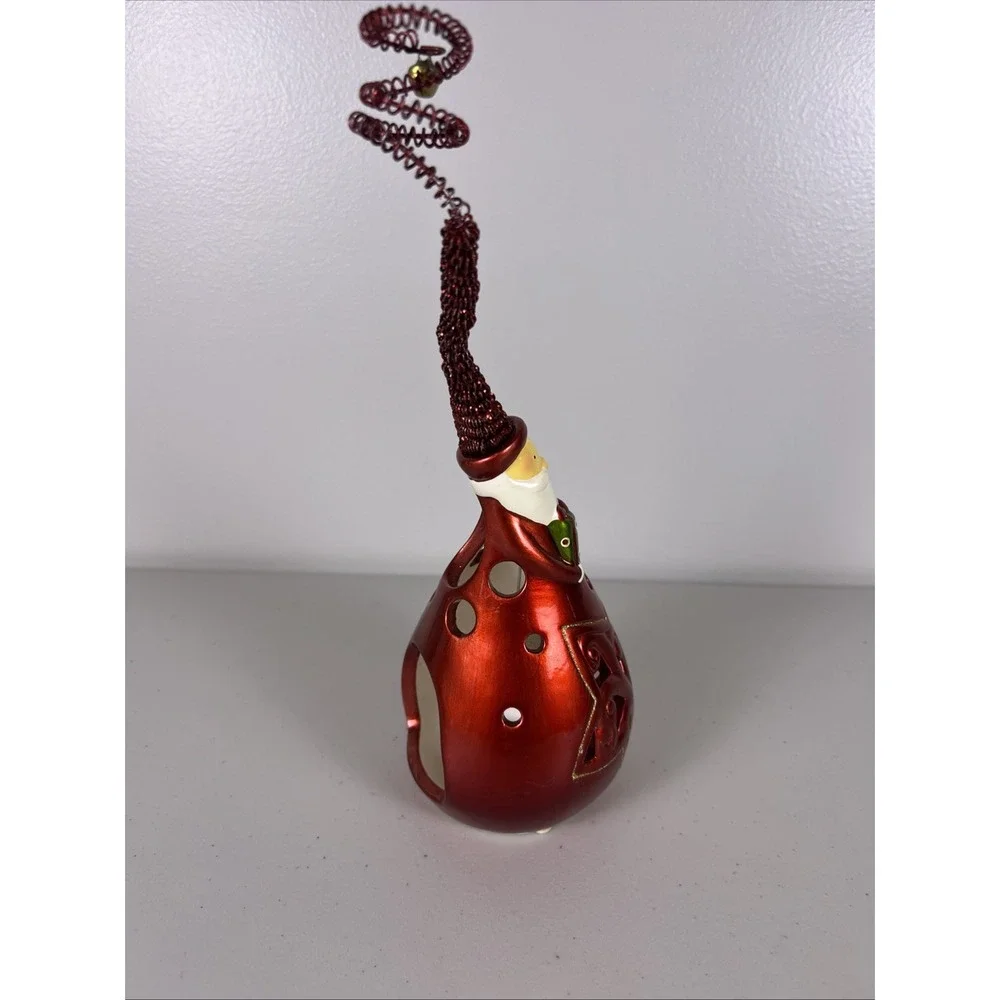 Whimsical Peir 1 cermic pear shaped‎ Santa tea light holder/shelf sitter 9